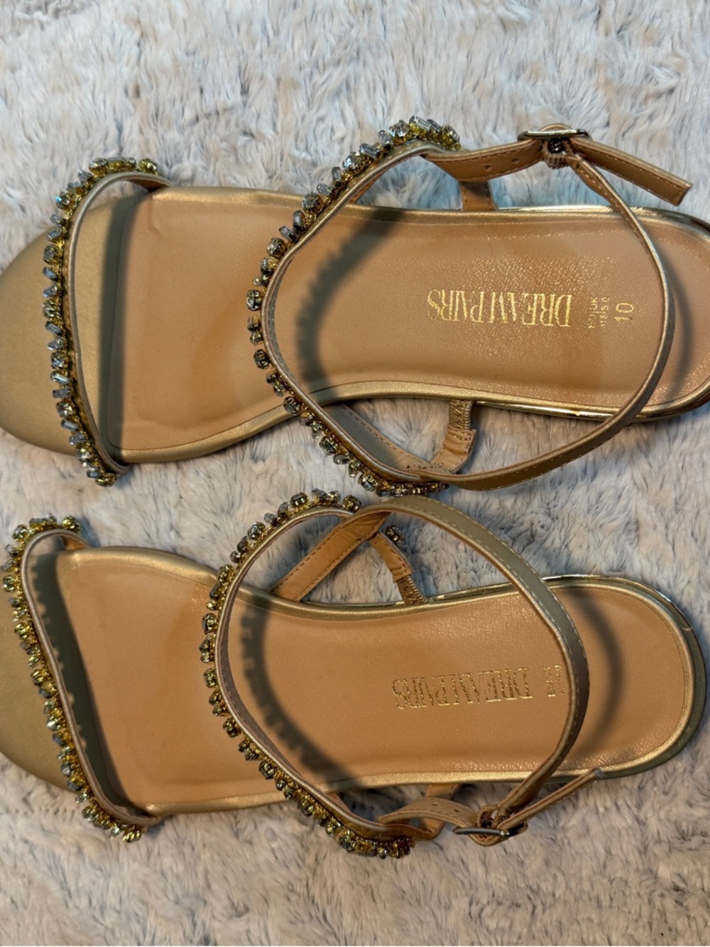 Dream Pairs Women’s Gold Jeweled Ankle-Strap Sandals